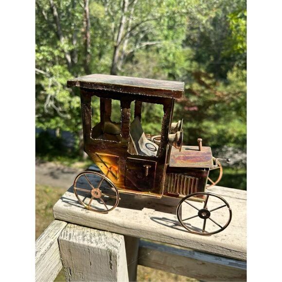 VTG Model T Ford Copper Metal Car Music Box Happy Days Are Here Again Wind-Up - Picture 5 of 12